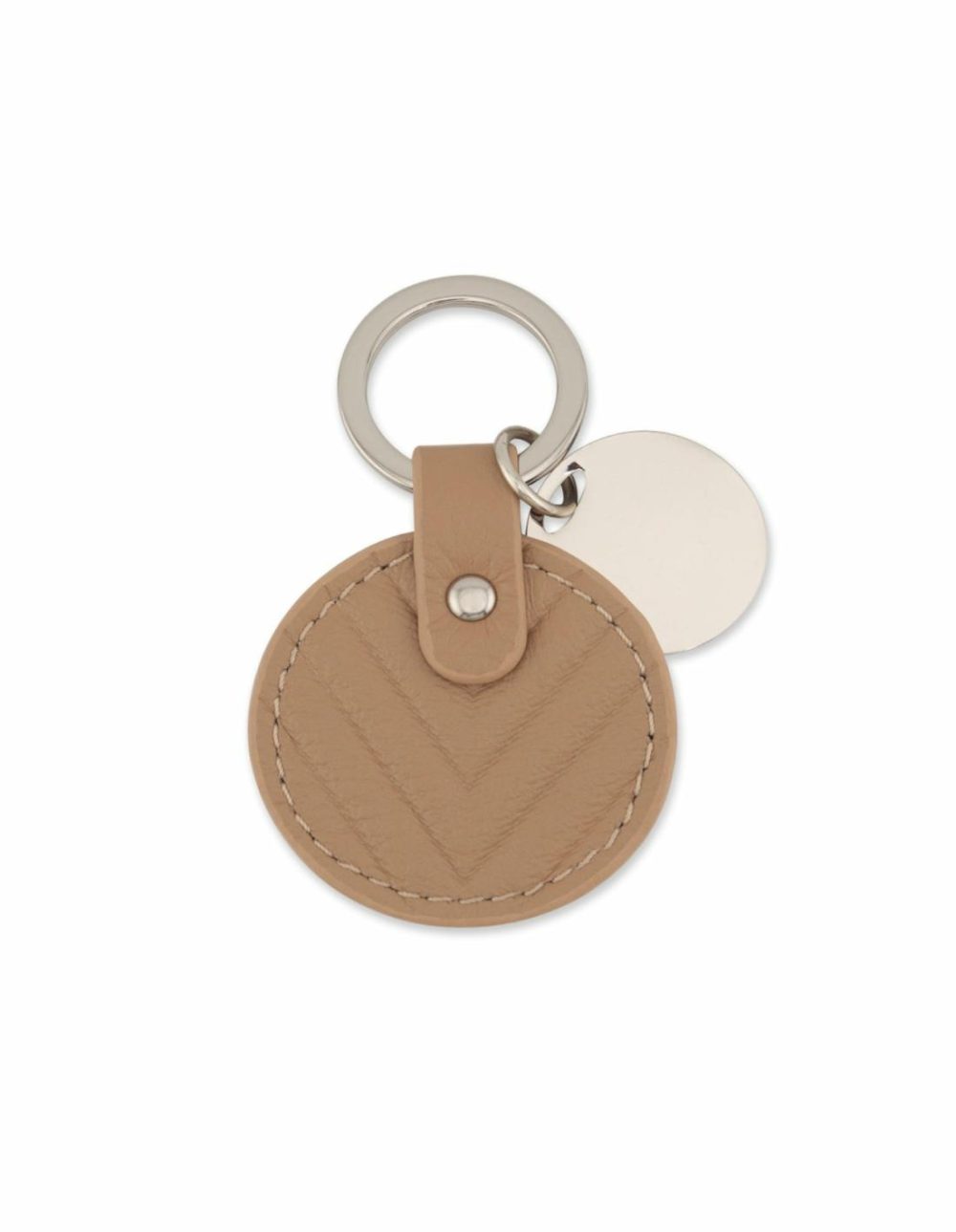 Chevron Circle Leather Key Ring- Nude Bags