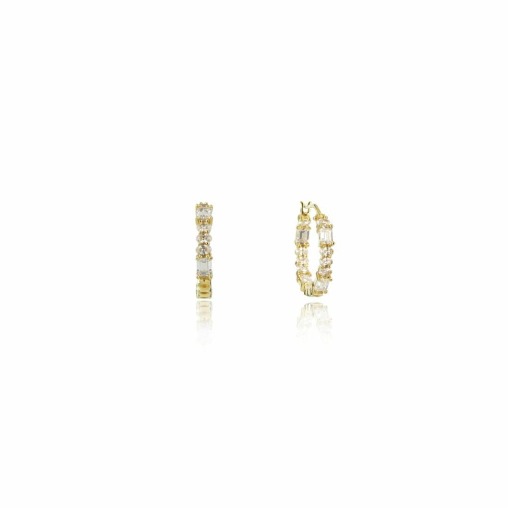 Gifts Baguette Inside Out Earrings Small- Gold Earrings