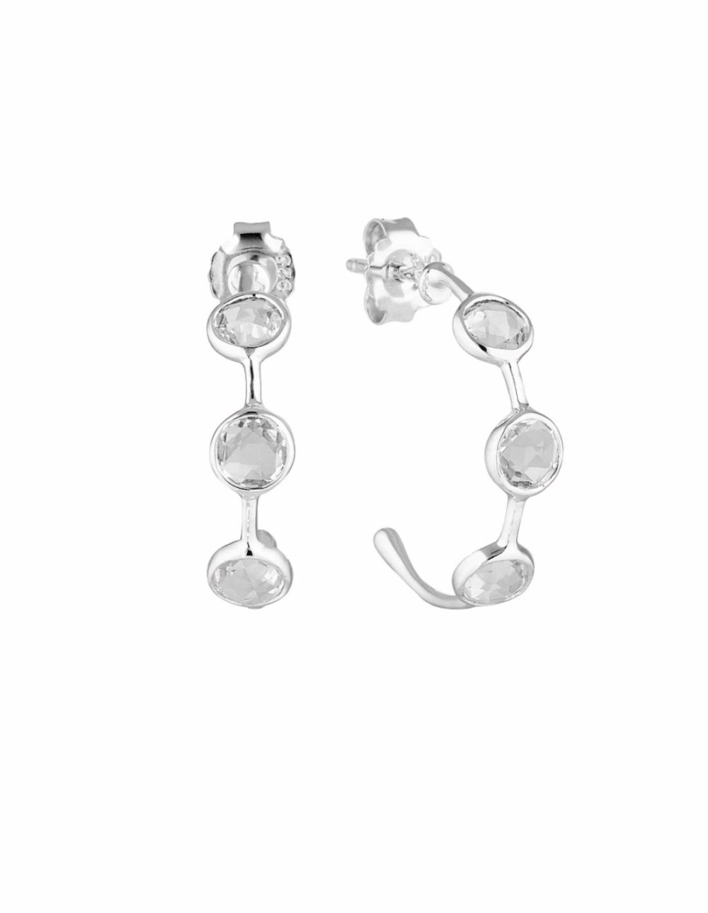 Kiklo Hoop Earrings W/ White Topaz – Silver Earrings