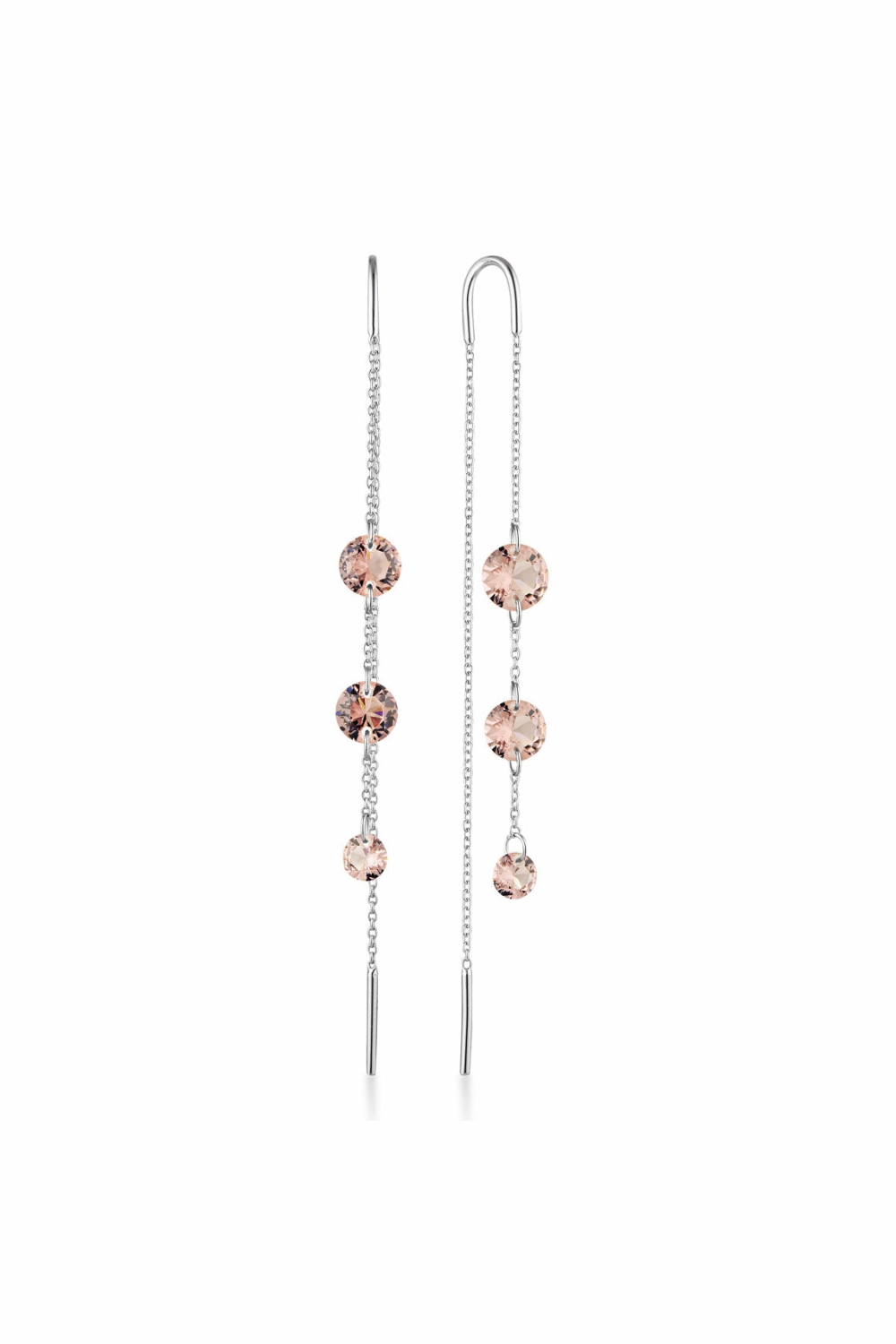 Mirage Ethereal Earrings- Silver & Morganite Cz Earrings