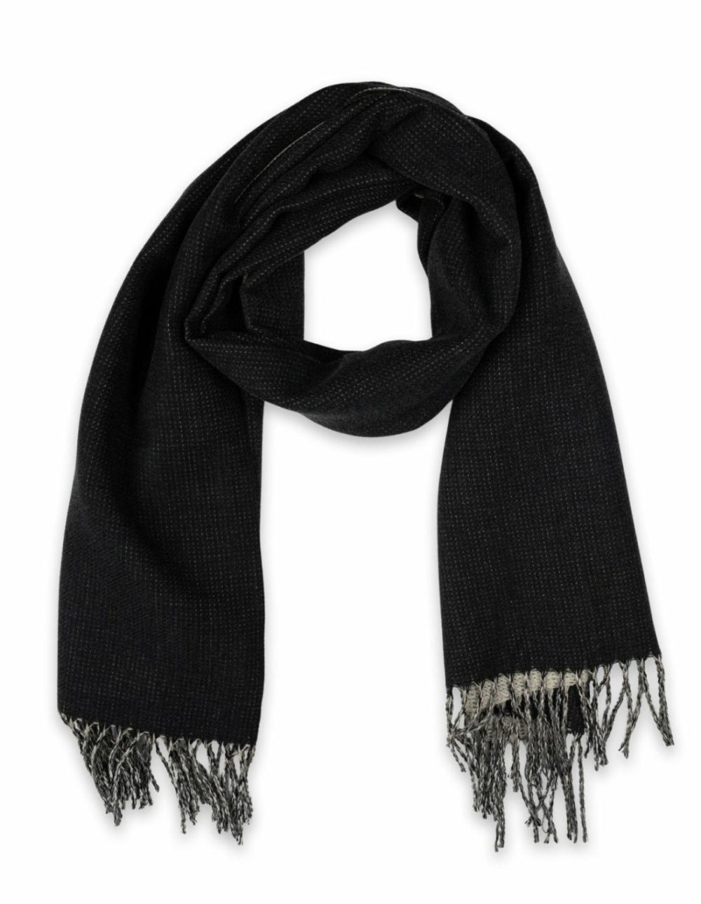 Two-Tone Twill Scarf- Black/Cream Accessories