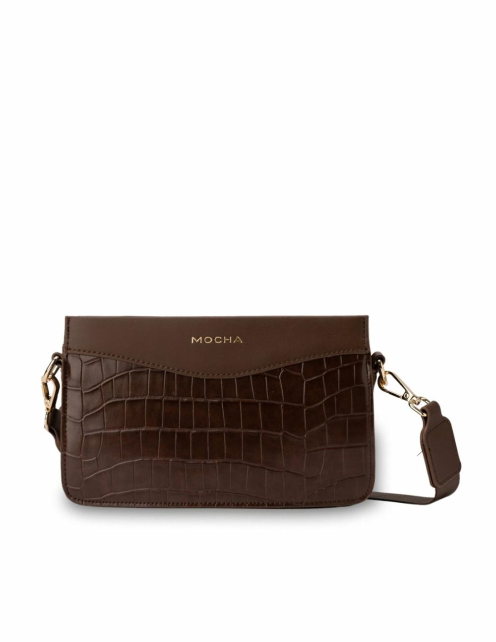 Bindi Croc-Embossed Box Crossbody – Chocolate Bags